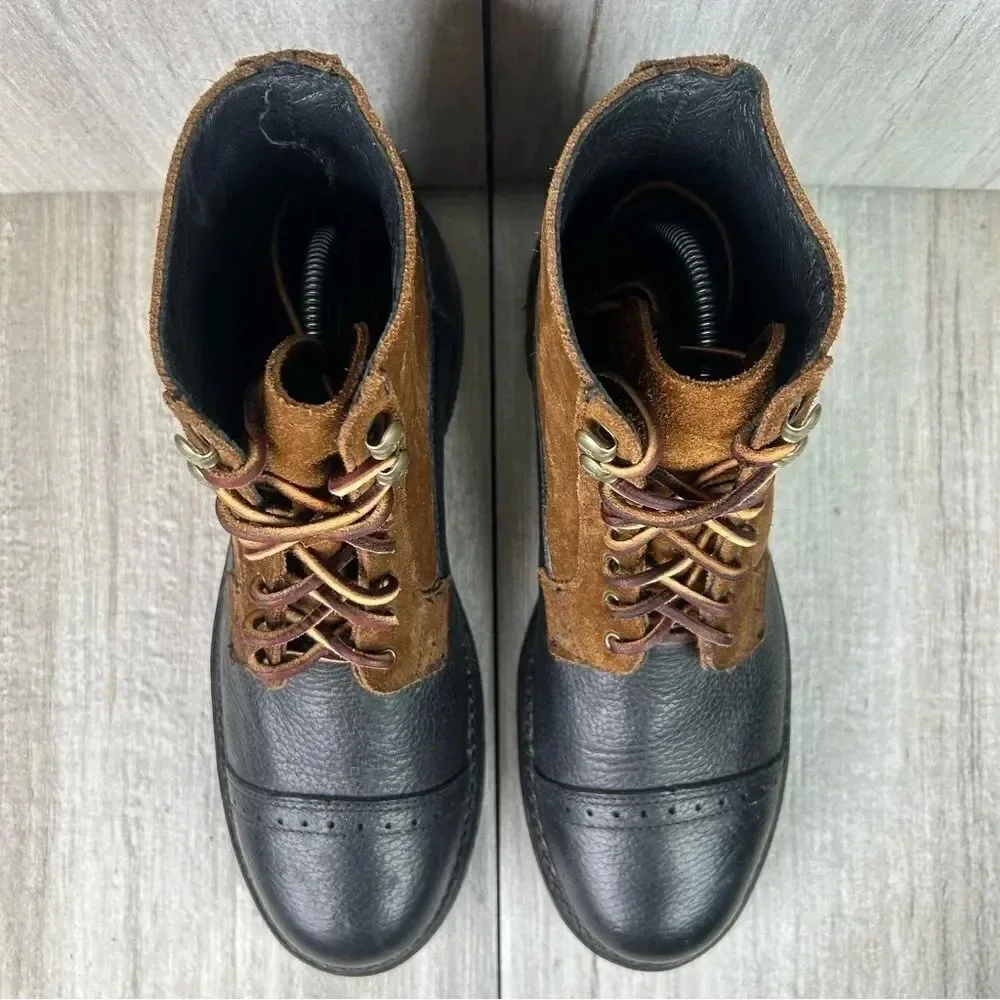Frye Garrison Boots Lace Up Cap Toe Lace Up Leather Combat Boot‎ Mens Size 8 D